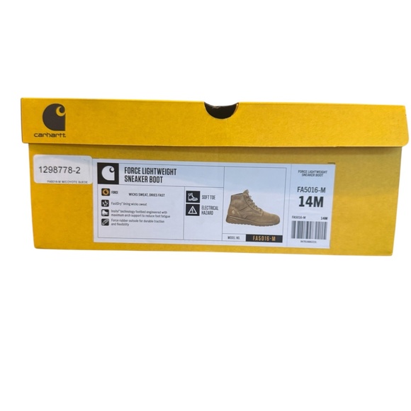 Carhartt Force Lightweight Sneaker‎ Boot Men's Size US 14W Coyote Suede Fast Dry - Picture 7 of 7